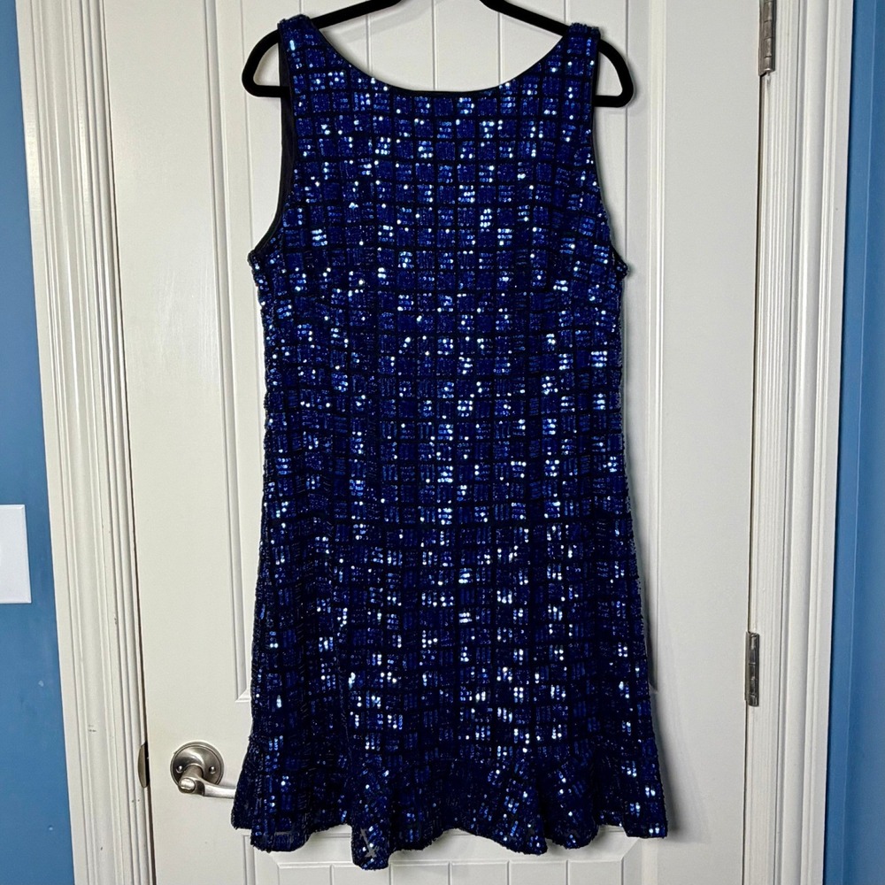 WHBM White House Black‎ Market Women's Dress 16 Royal Blue Sleeveless Sequin